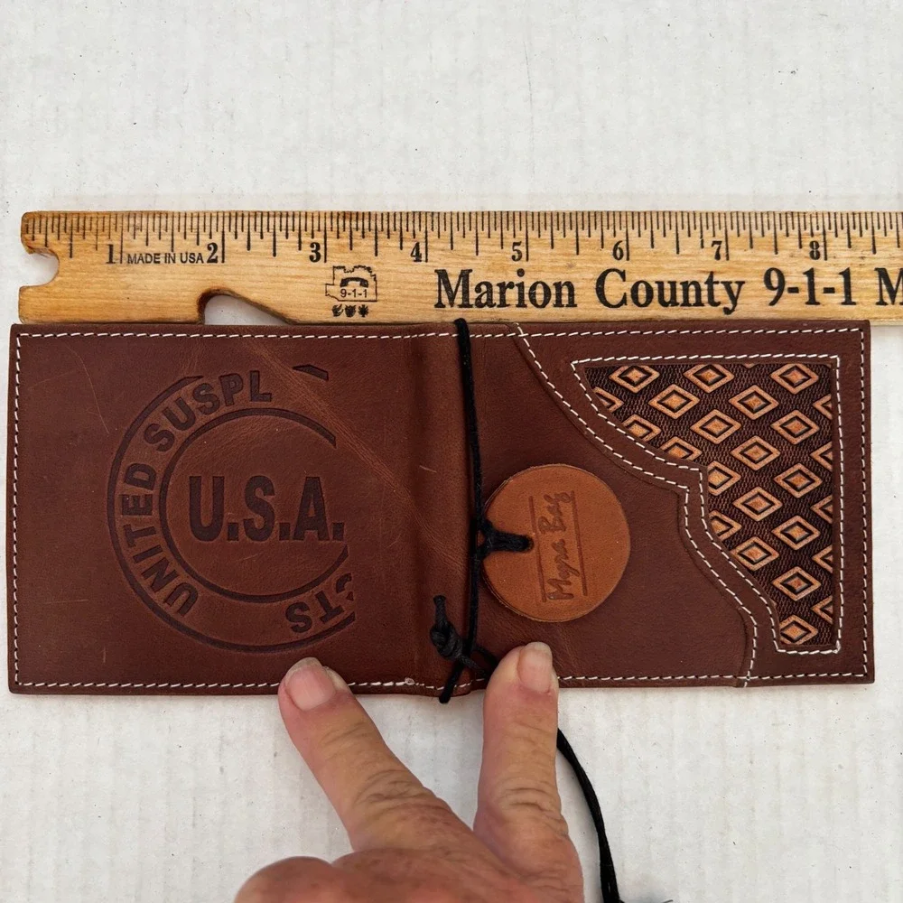 Myra Flam Bifold Wallet Mens Brown Leather Tooled Western Cowboy New